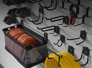 a collection of tools and equipment on a wall