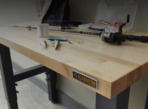 a workstation bench with various tools